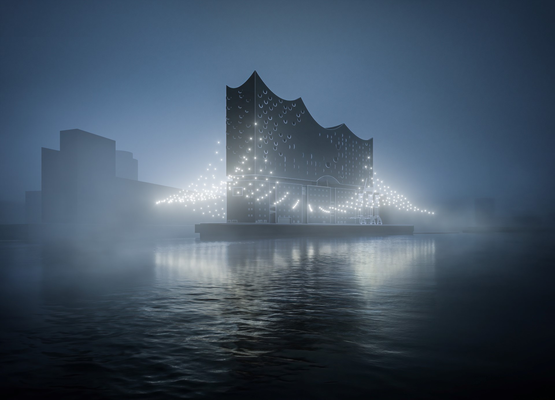 Hamburger Hafen: Spektakuläre Lichtinstallation für die Elbphilharmonie